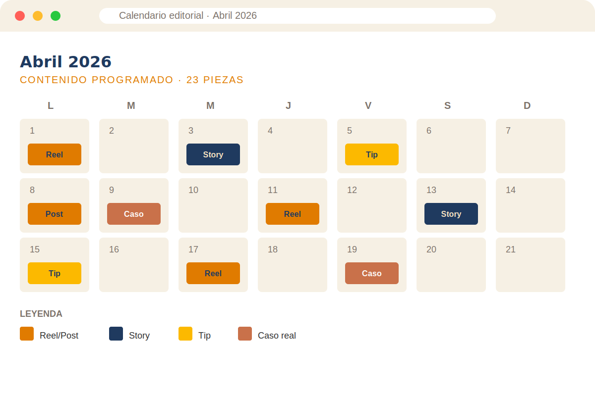 Calendario editorial — G&G