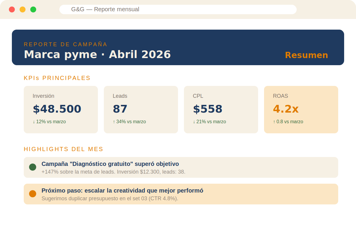 Reporte de campaña — G&G